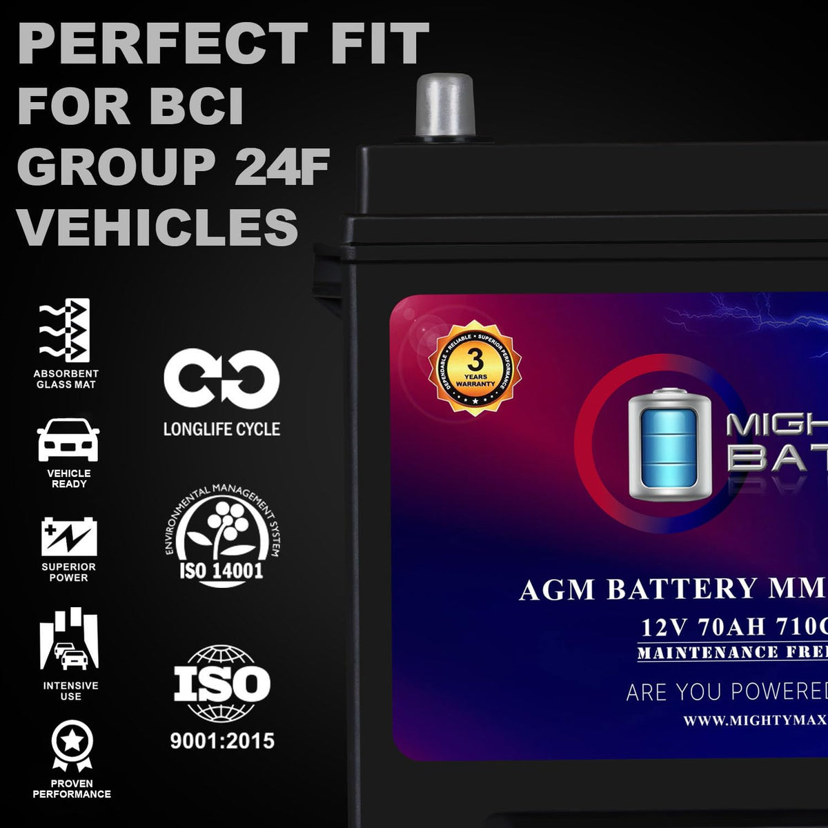 12V 70Ah AGM Replacement Battery L3764