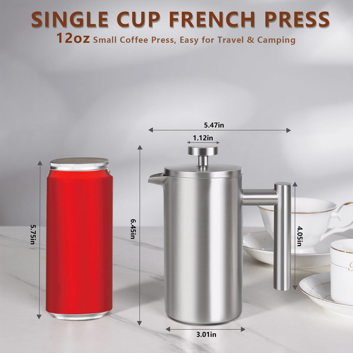 12 OZ Stainless Steel French Press Coffee Maker L816903