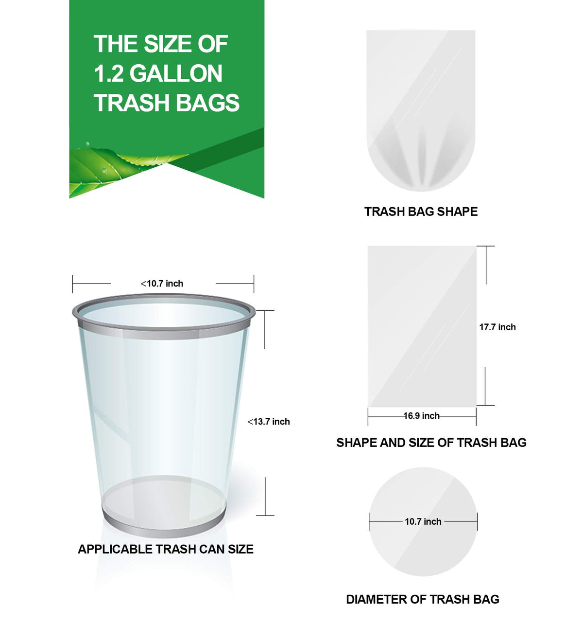 1.2 Gallon 220 Count Plastic Trash Bags O82680