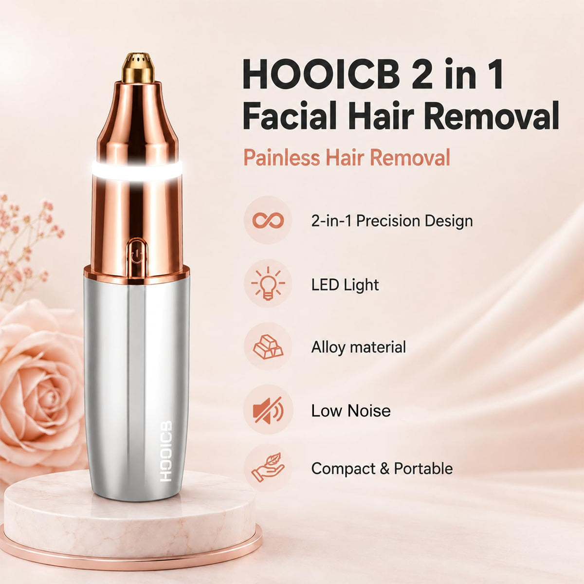 2-in-1 Electric Facial Hair Remover with LED Light R94886