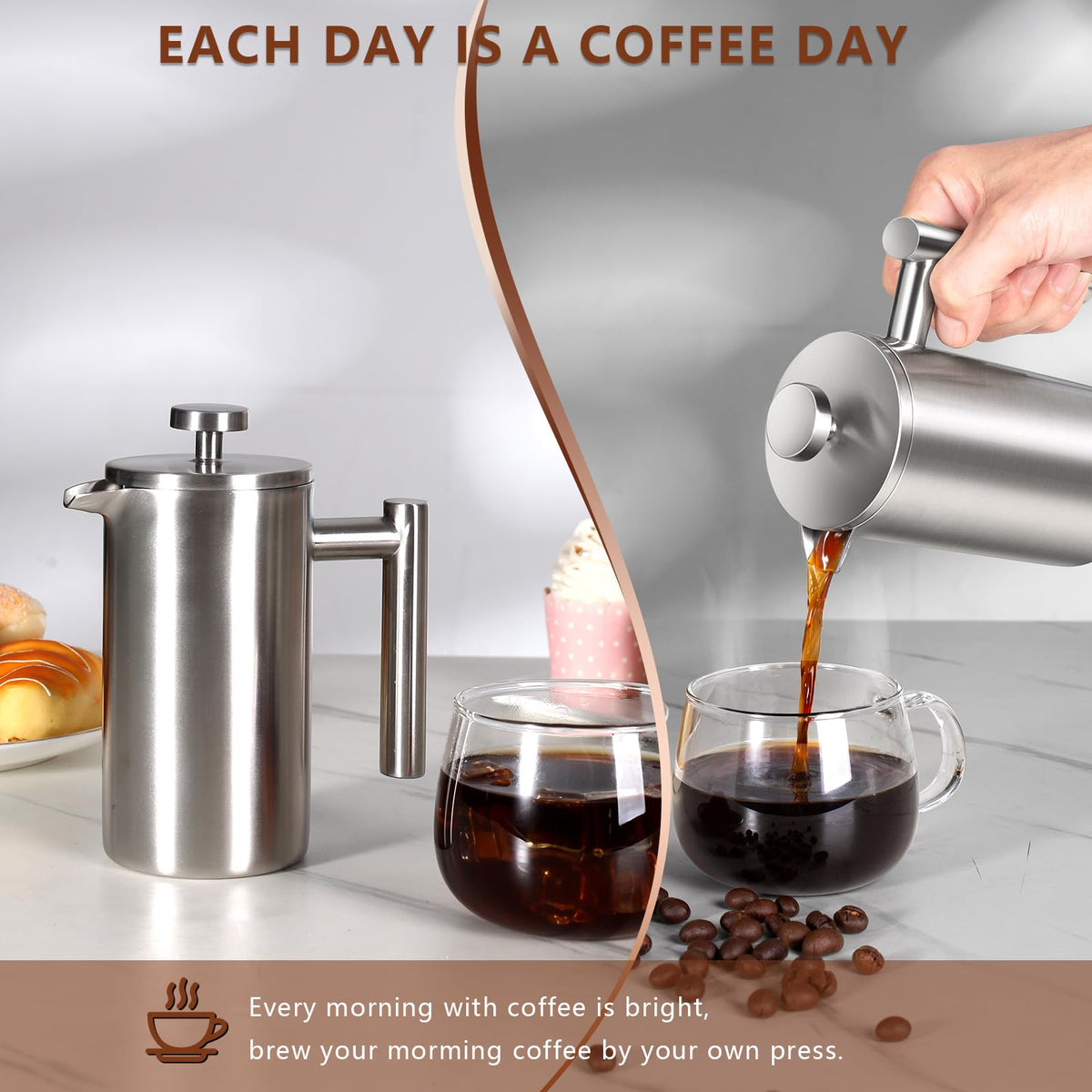 12 OZ Stainless Steel French Press Coffee Maker L816903