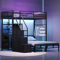 Black Twin Over Full Bunk Bed with Desk and Stairs C380852