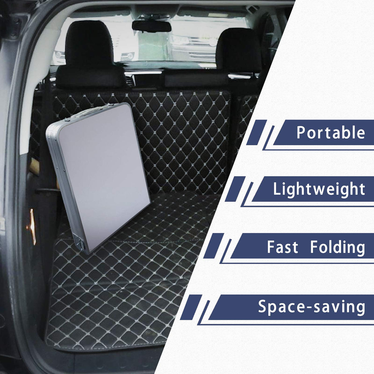 Aluminum Lightweight Height Adjustable Folding Table with Storage Organizer R94567
