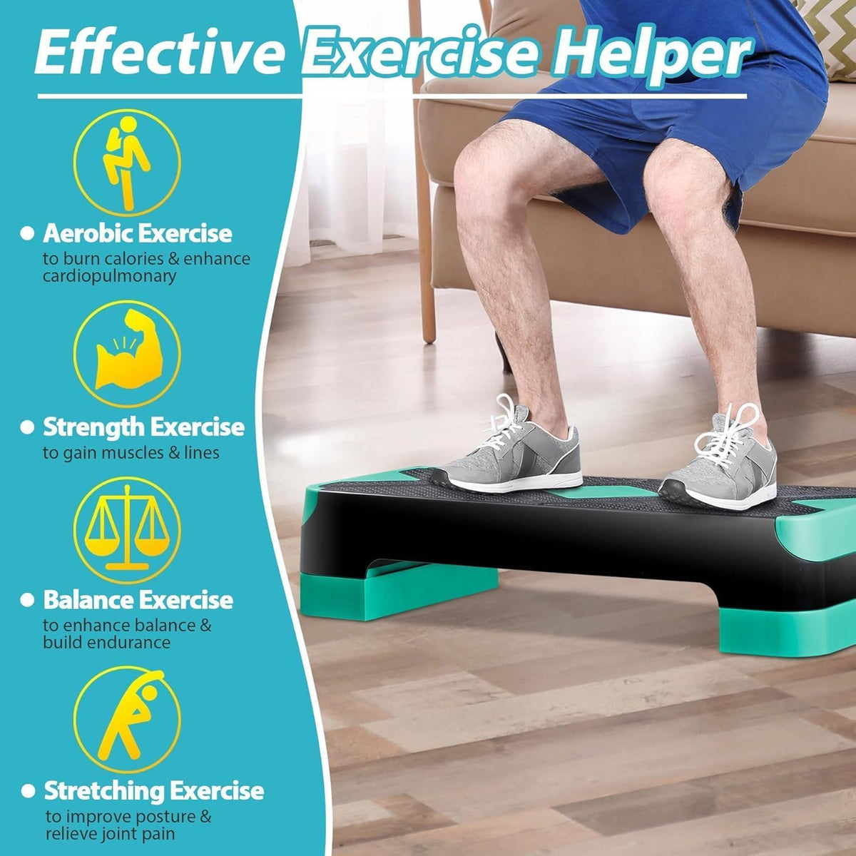 26.5 inch Aerobic Step Platform with 4 Risers N862