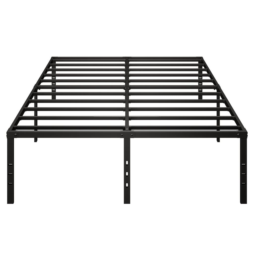 Queen Size Platform Bed Frame Steel Slat Support Black X11558
