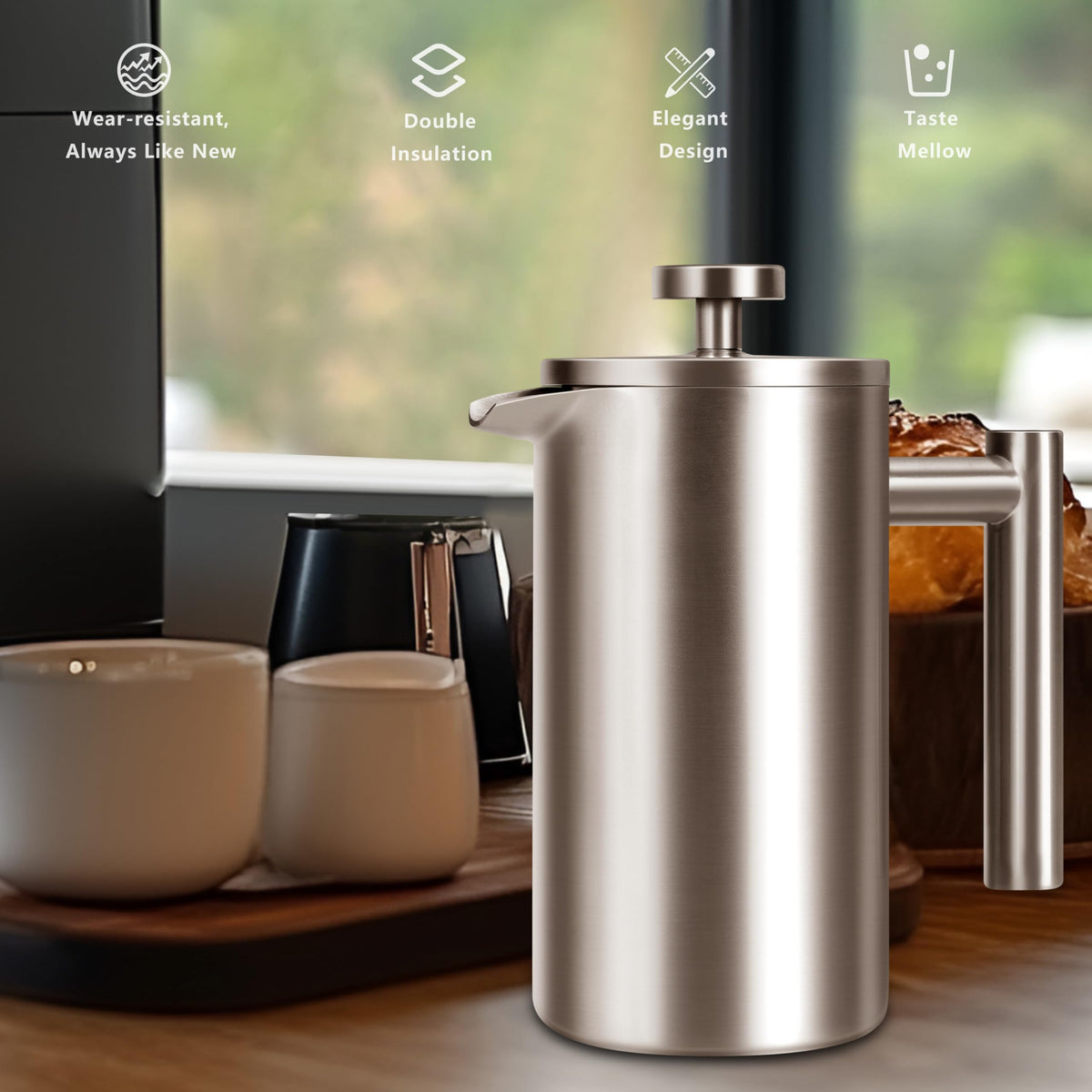 12 OZ Stainless Steel French Press Coffee Maker L816903