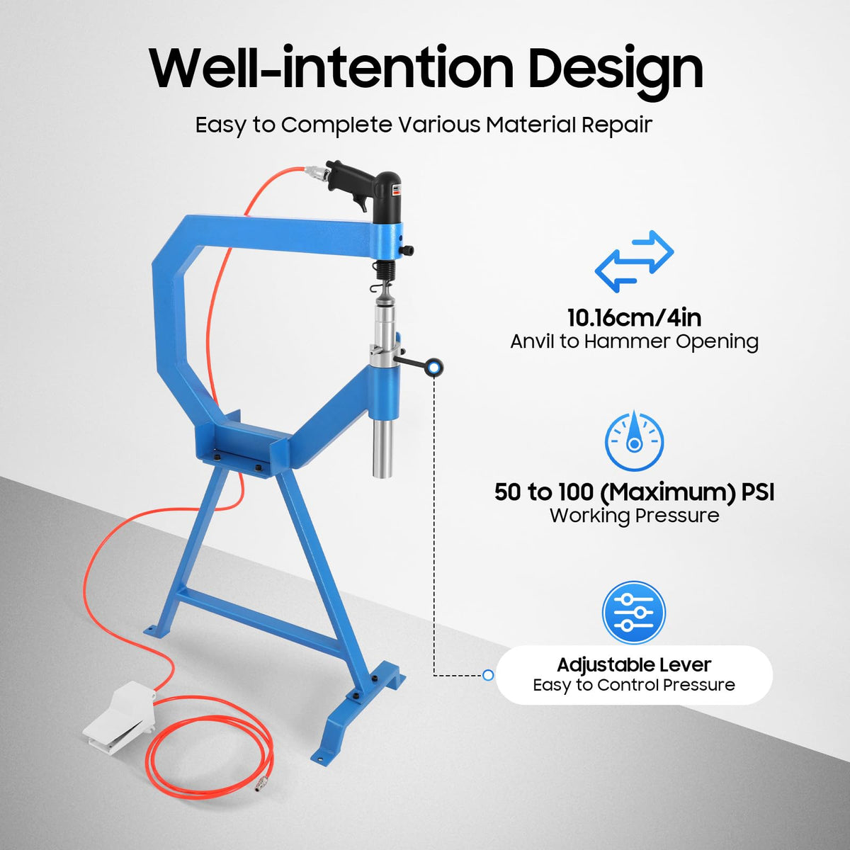 Pneumatic Planishing Hammer with Cast Iron Stand & Pedal C7847
