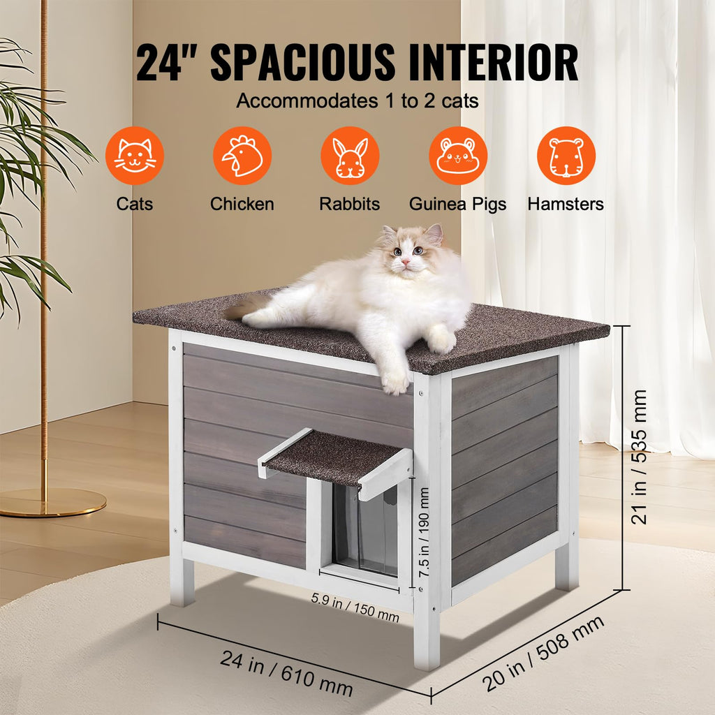 Weatherproof Wooden Outdoor Cat House C41911