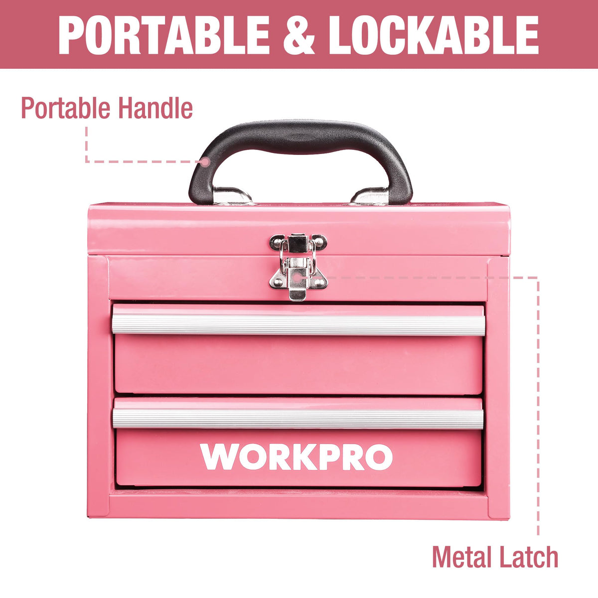 Portable Mini Metal Tool Box with 2 Drawers P904600