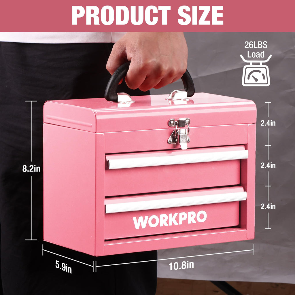 Portable Mini Metal Tool Box with 2 Drawers P904600