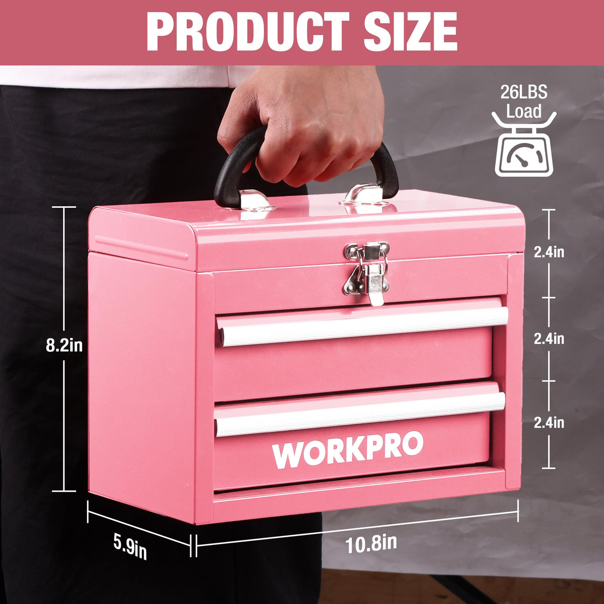Portable Mini Metal Tool Box with 2 Drawers P904600