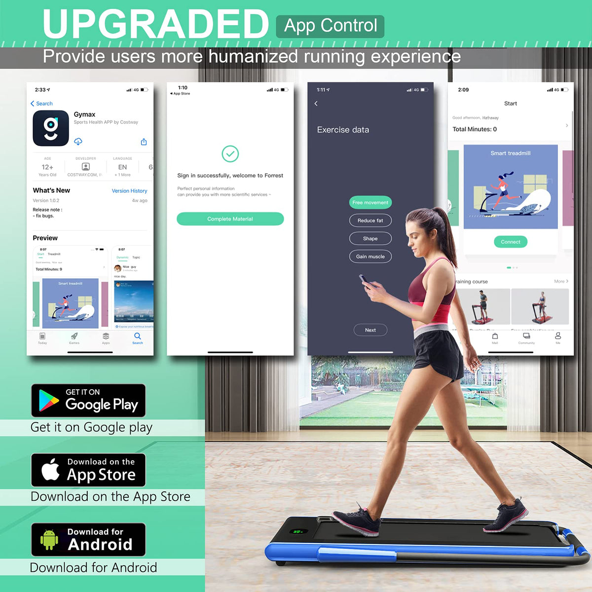 2 in 1 Under Desk Treadmill with Smart App Q518962