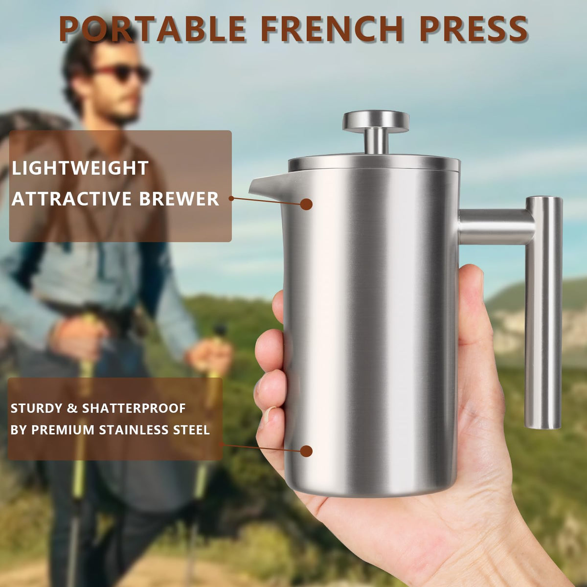12 OZ Stainless Steel French Press Coffee Maker L816903