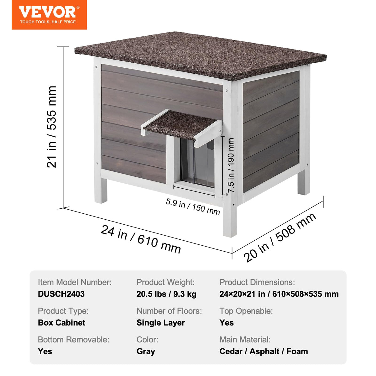 Weatherproof Wooden Outdoor Cat House C41911