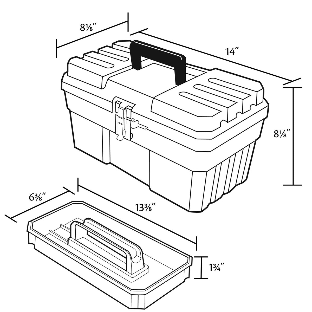 14-Inch Plastic Toolbox with Removable Tray U27012
