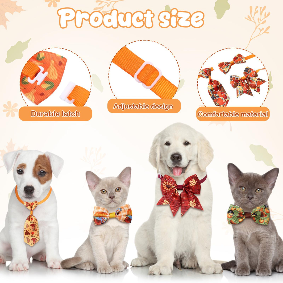 200 Pcs Dog Bow Ties Collars Set C31869