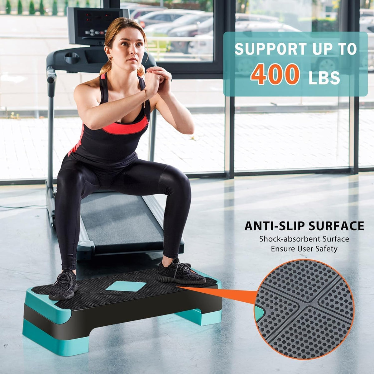 26.5 inch Aerobic Step Platform with 4 Risers N862