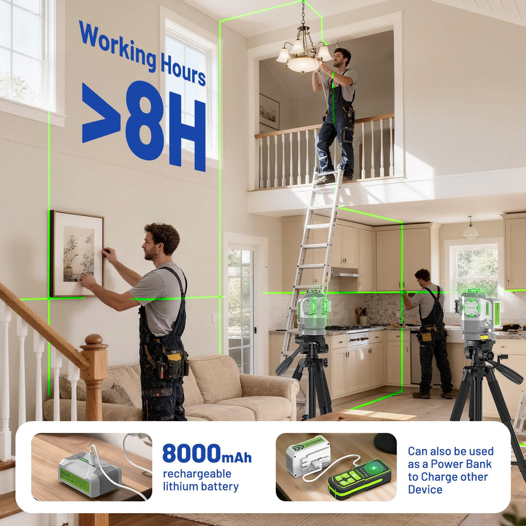 360 Self Leveling Green Laser Level with Remote Control D6986