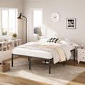 Queen Size Platform Bed Frame Steel Slat Support Black X11558