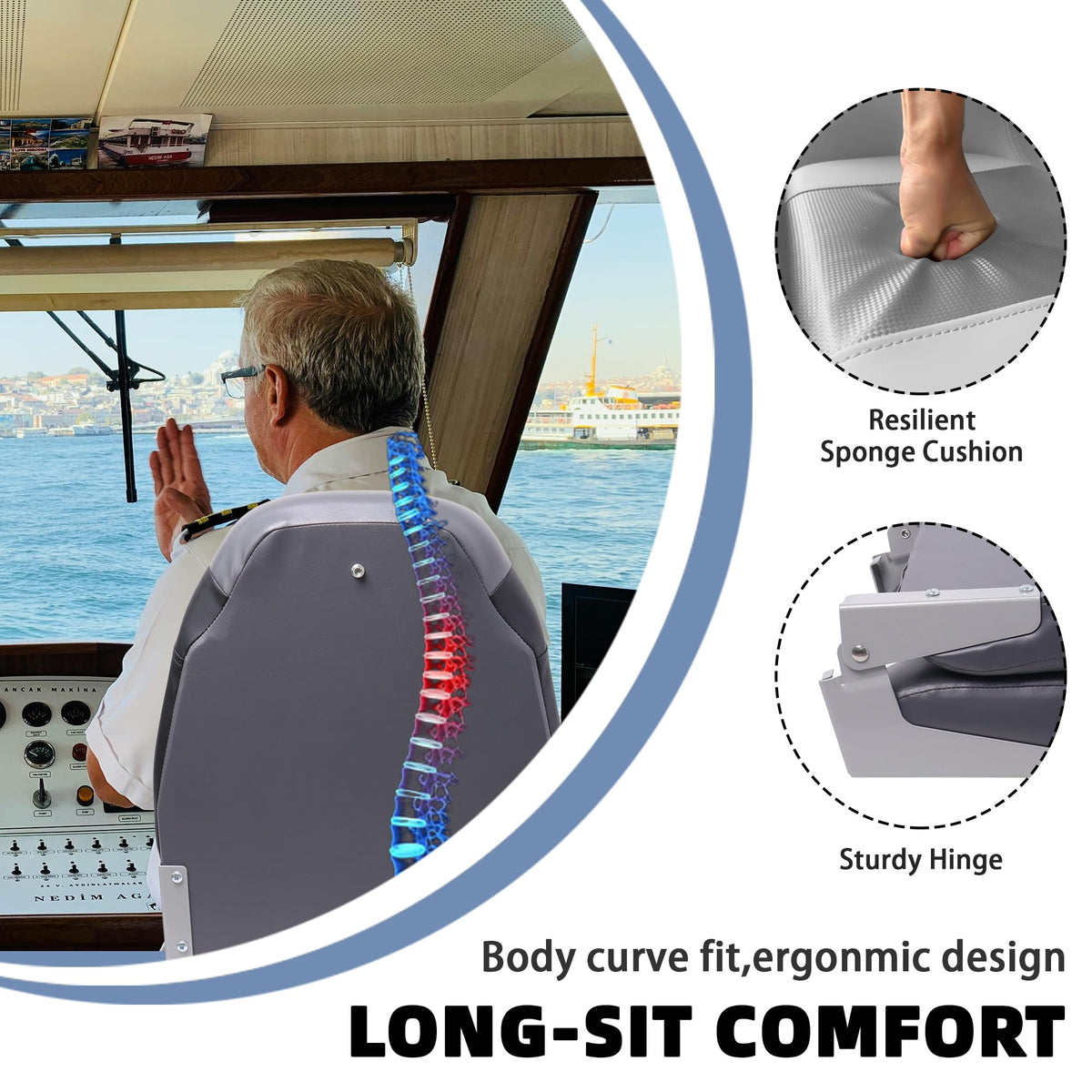 High Back Folding Boat Seat L8022
