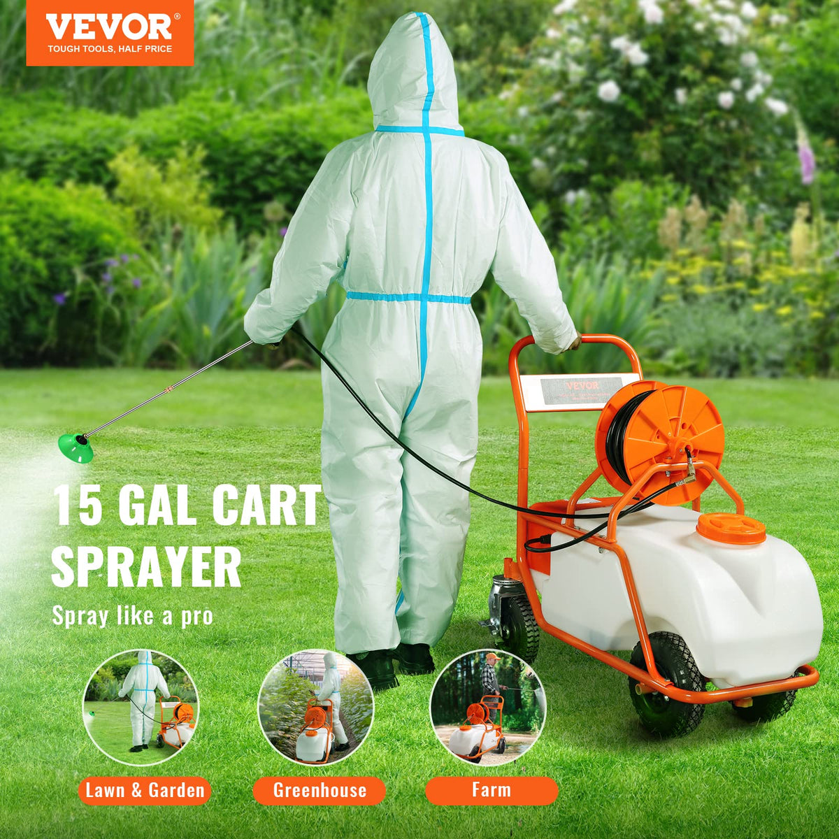 15 Gallon Battery Powered Garden Weed Sprayer with Surfactant V5786
