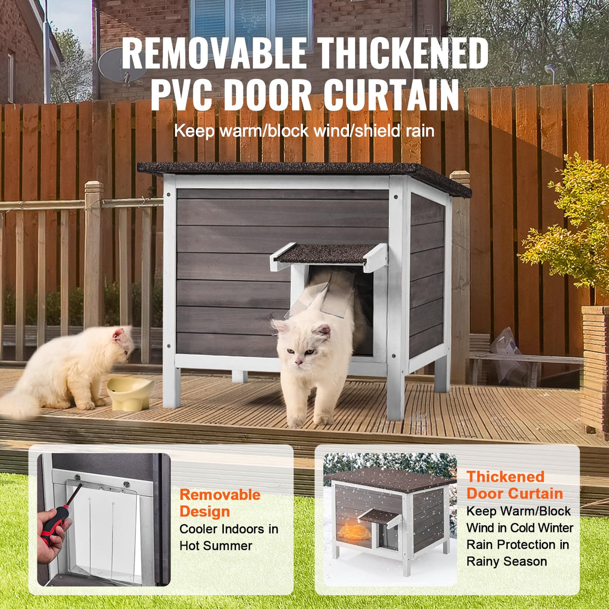Weatherproof Wooden Outdoor Cat House C41911