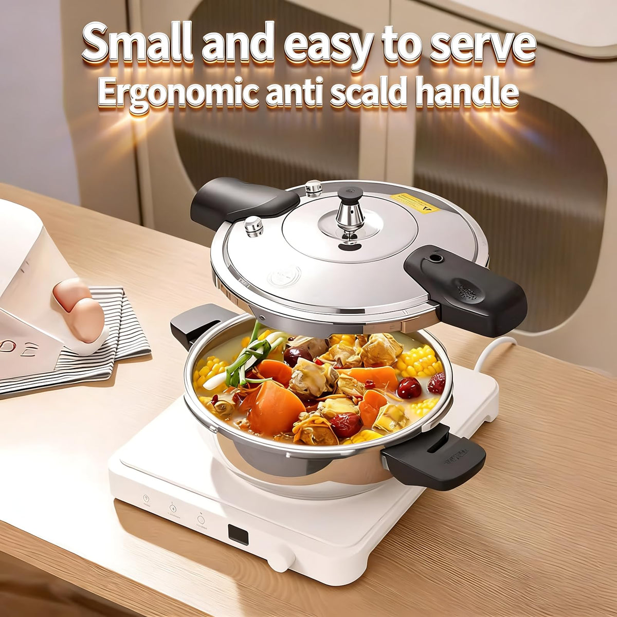 2.3L 304 Stainless Steel Mini Pressure Cooker E9643