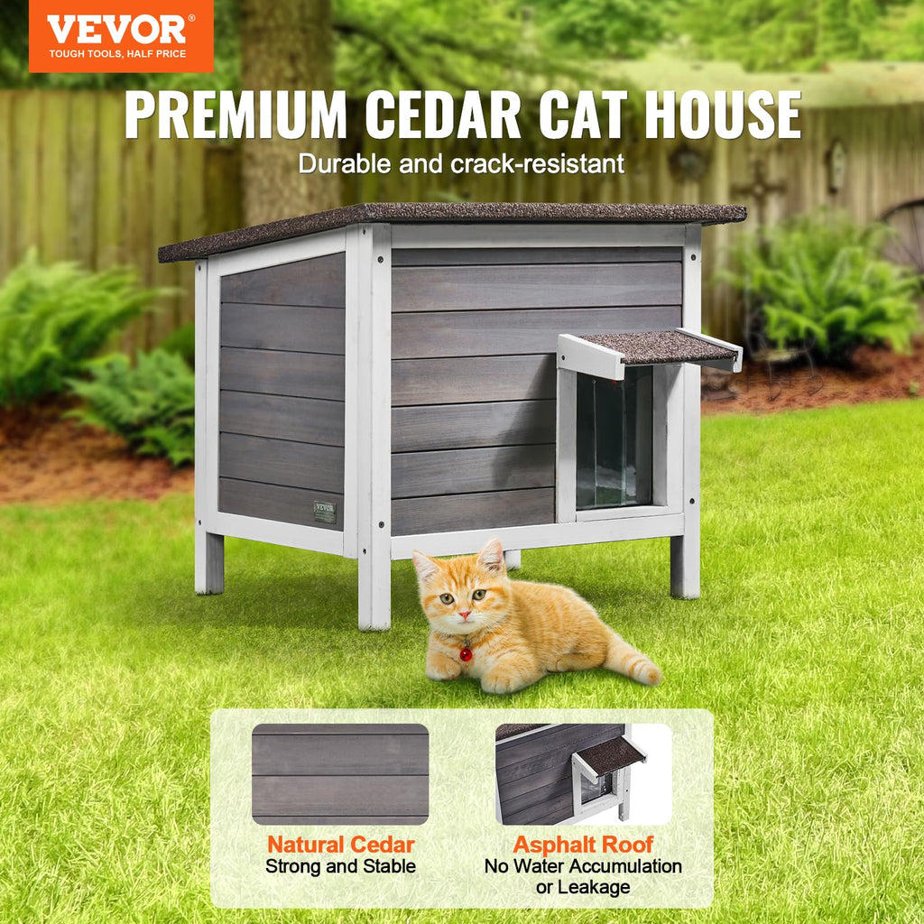 Weatherproof Wooden Outdoor Cat House C41911