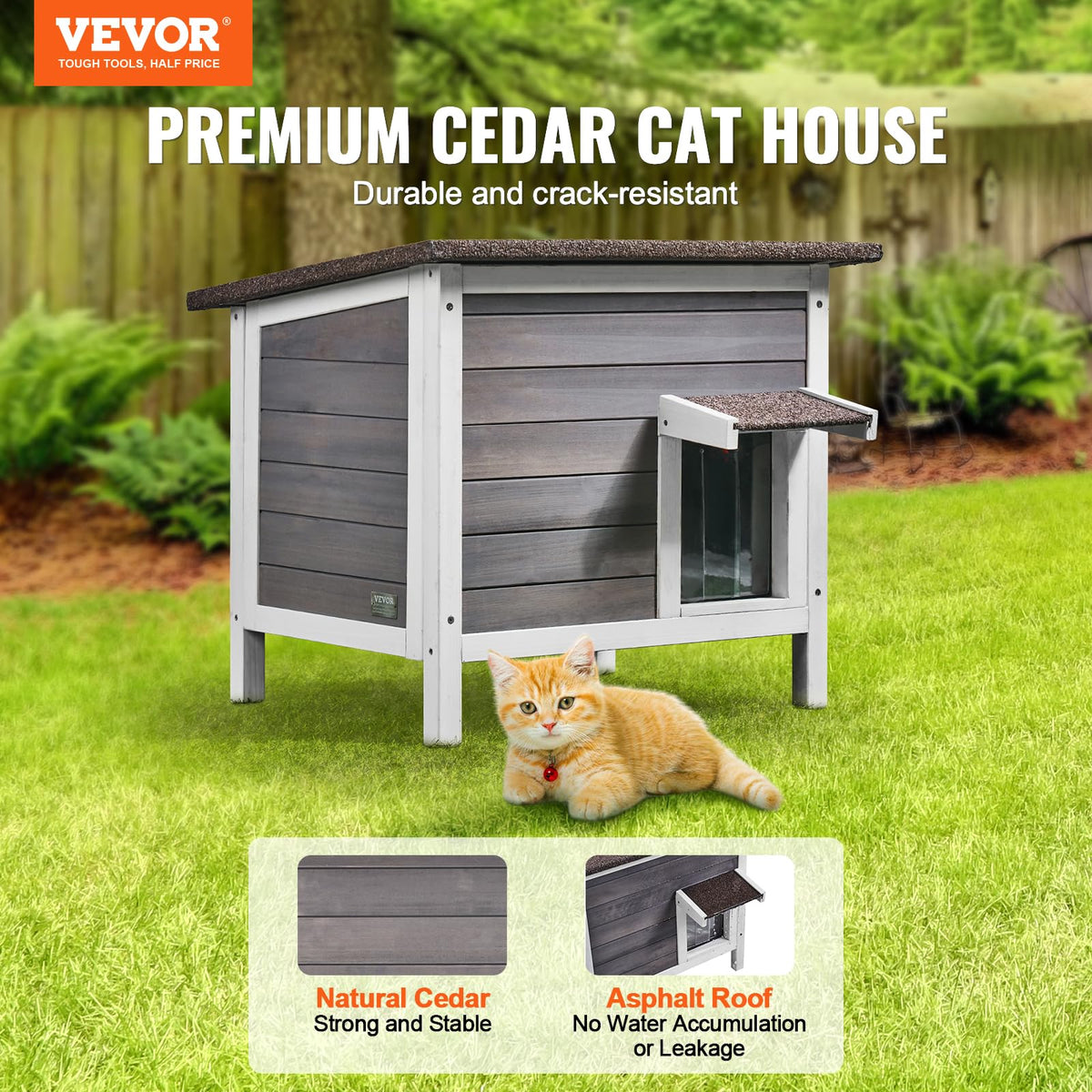 Weatherproof Wooden Outdoor Cat House C41911