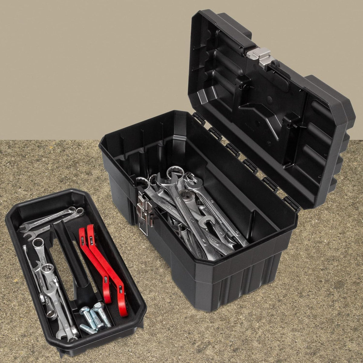 14-Inch Plastic Toolbox with Removable Tray U27012