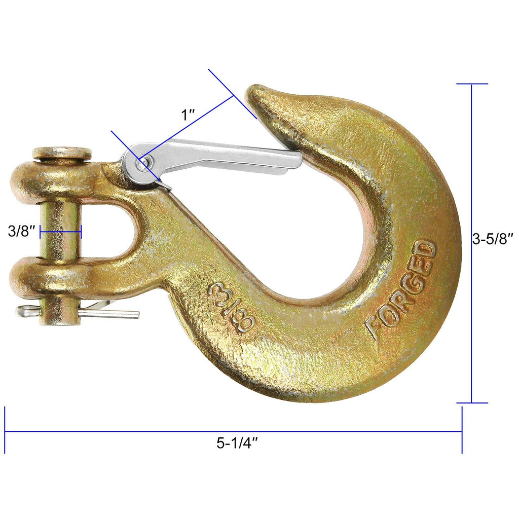 3/8 Inch Clevis Slip Hook with Safety Latch, 18000 Lb Capacity V5357