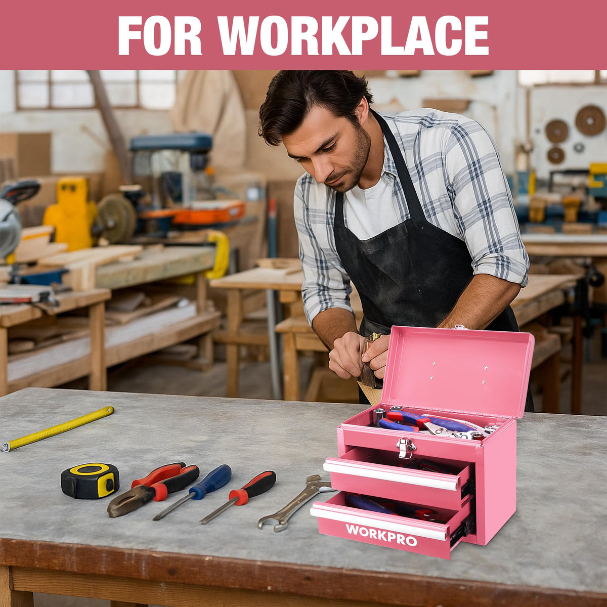 Portable Mini Metal Tool Box with 2 Drawers P904600
