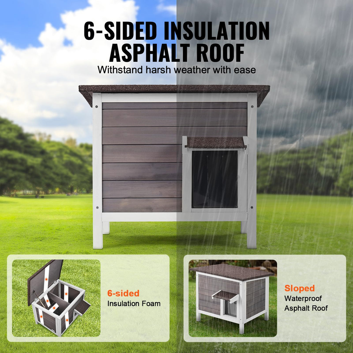 Weatherproof Wooden Outdoor Cat House C41911