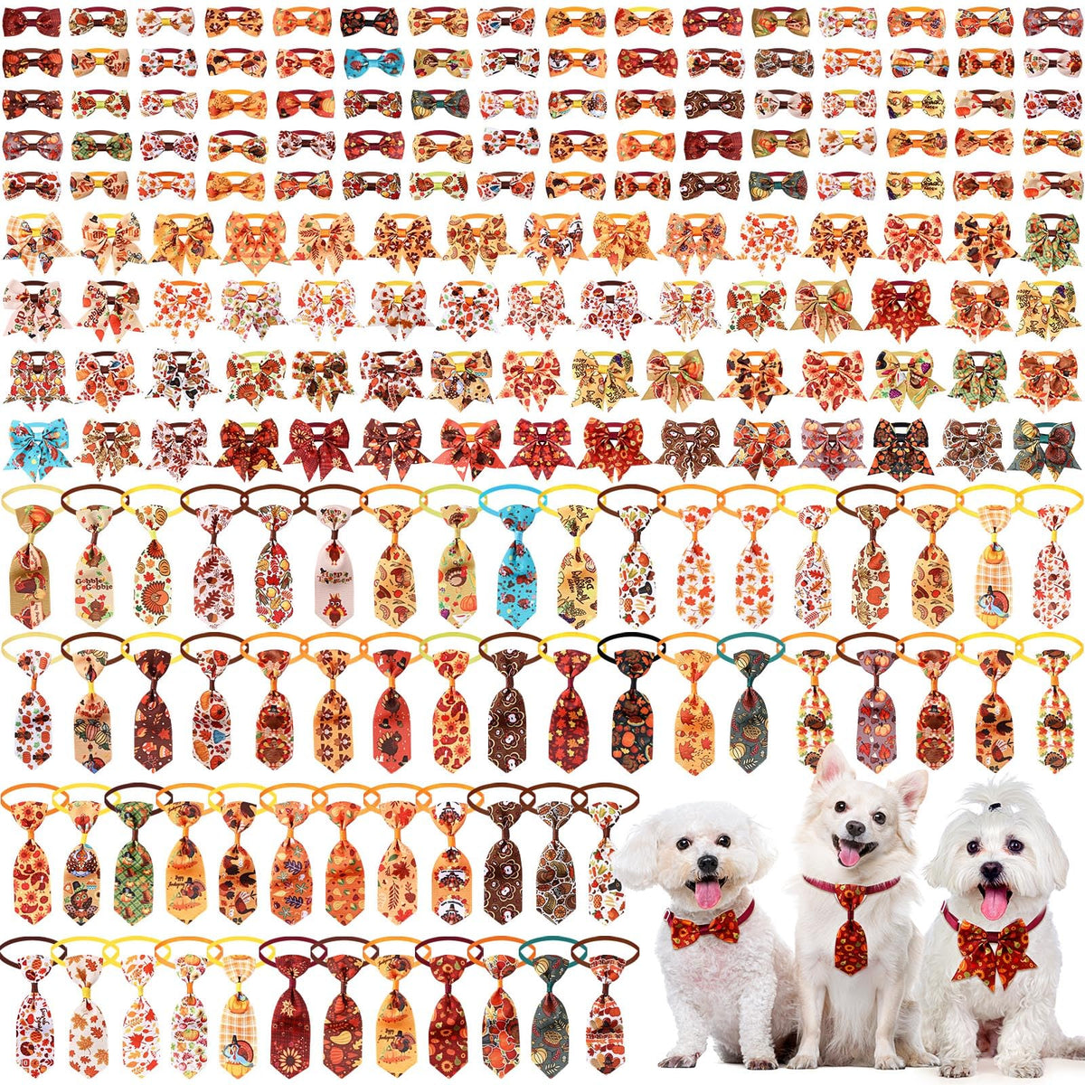 200 Pcs Dog Bow Ties Collars Set C31869